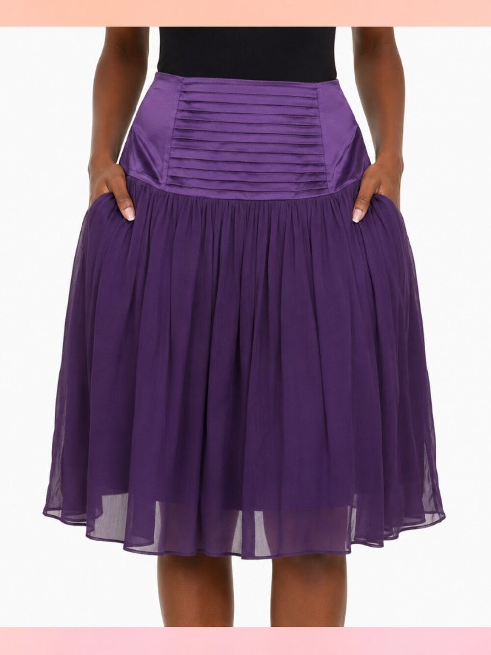 Doncastero Women Skirt 6 Purple Silk Empire Waist Fairy Mini Lined Flowy